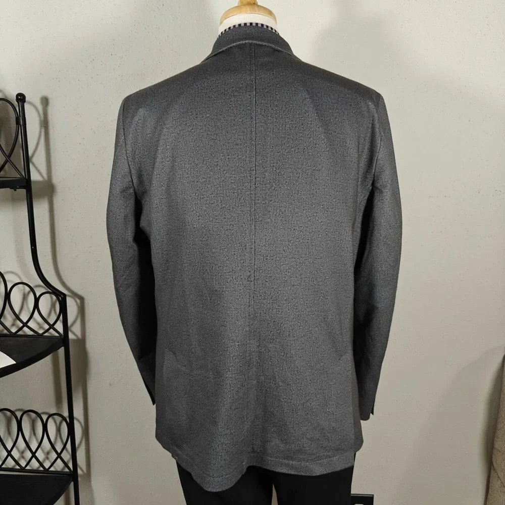 Haggar Men's In Motion Knitted Blazer Slim Fit Gray Poly Blend Size 46L‎